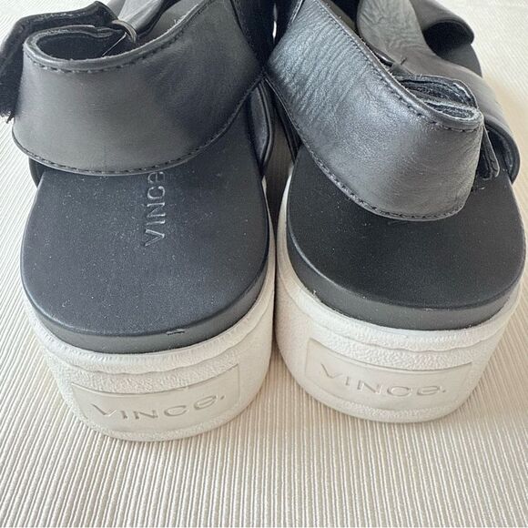 Vince Womens Sandals Weslan Crisscross Leather Platform Comfort Black Leather 8 - Picture 7 of 7